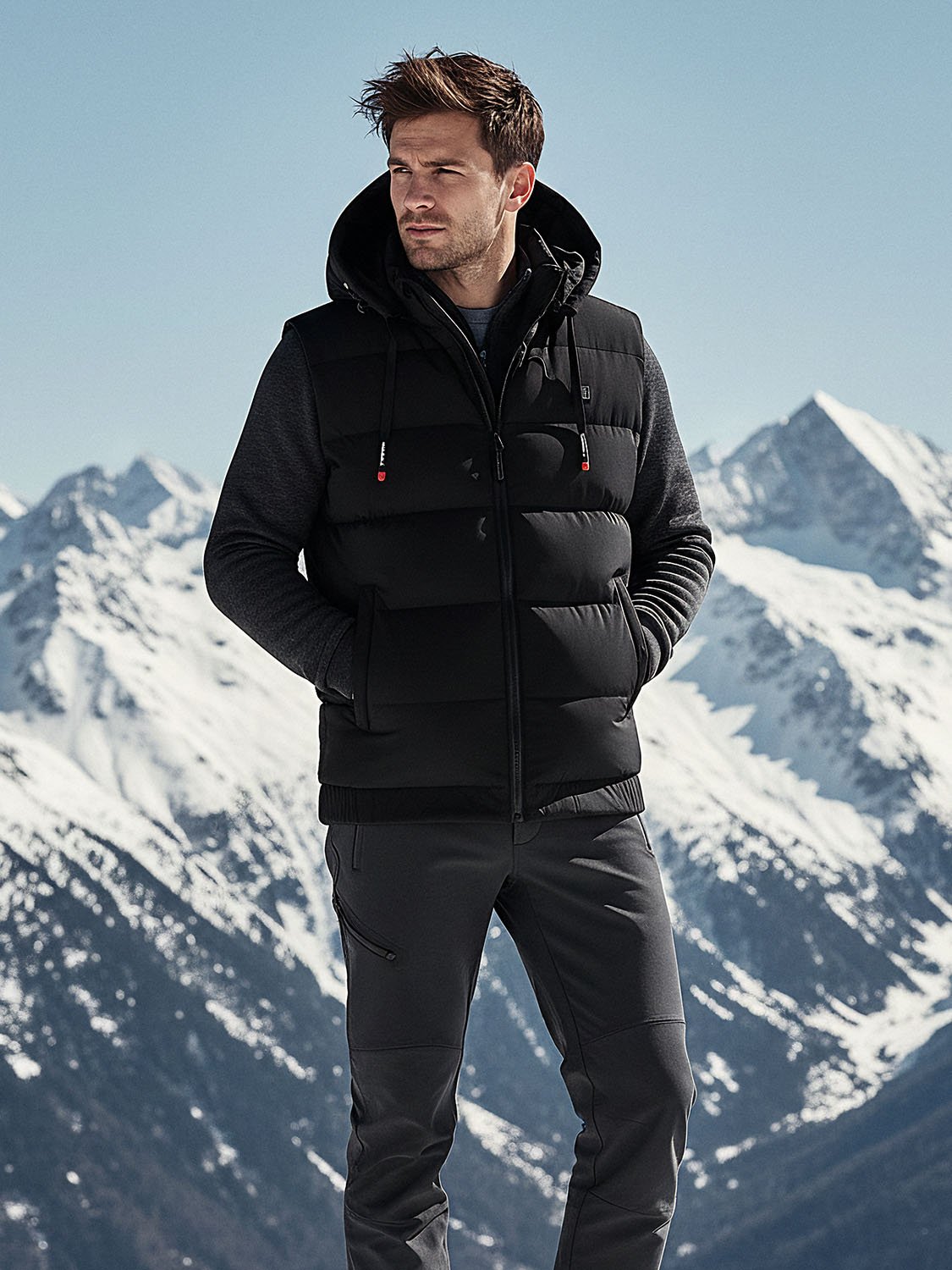 black heated down jacket