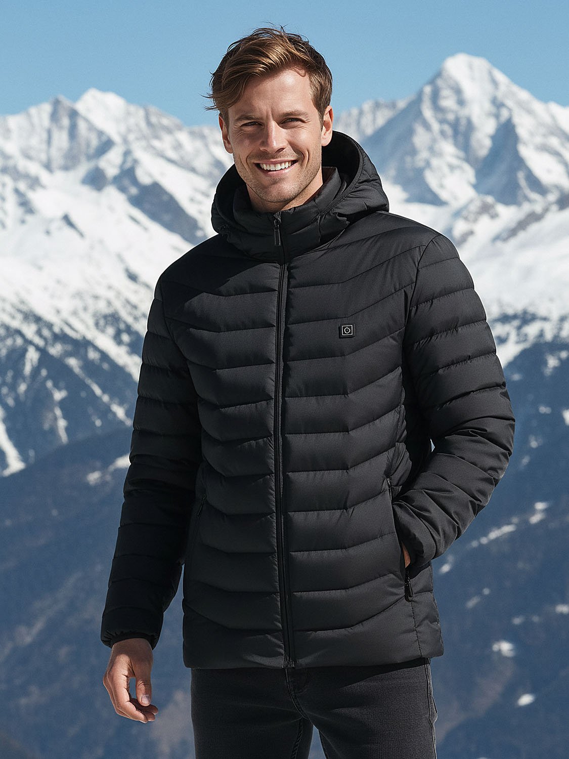 men's heated down jacket with battery