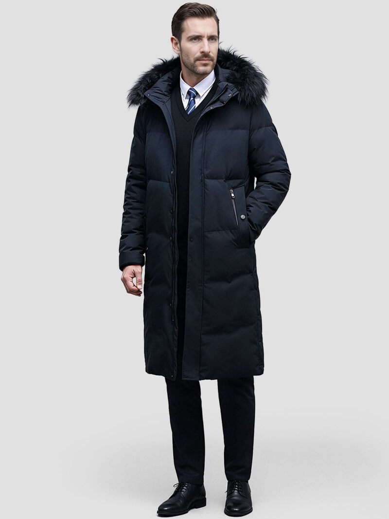 men's long fur down jacket