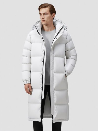 men's long white down jacket