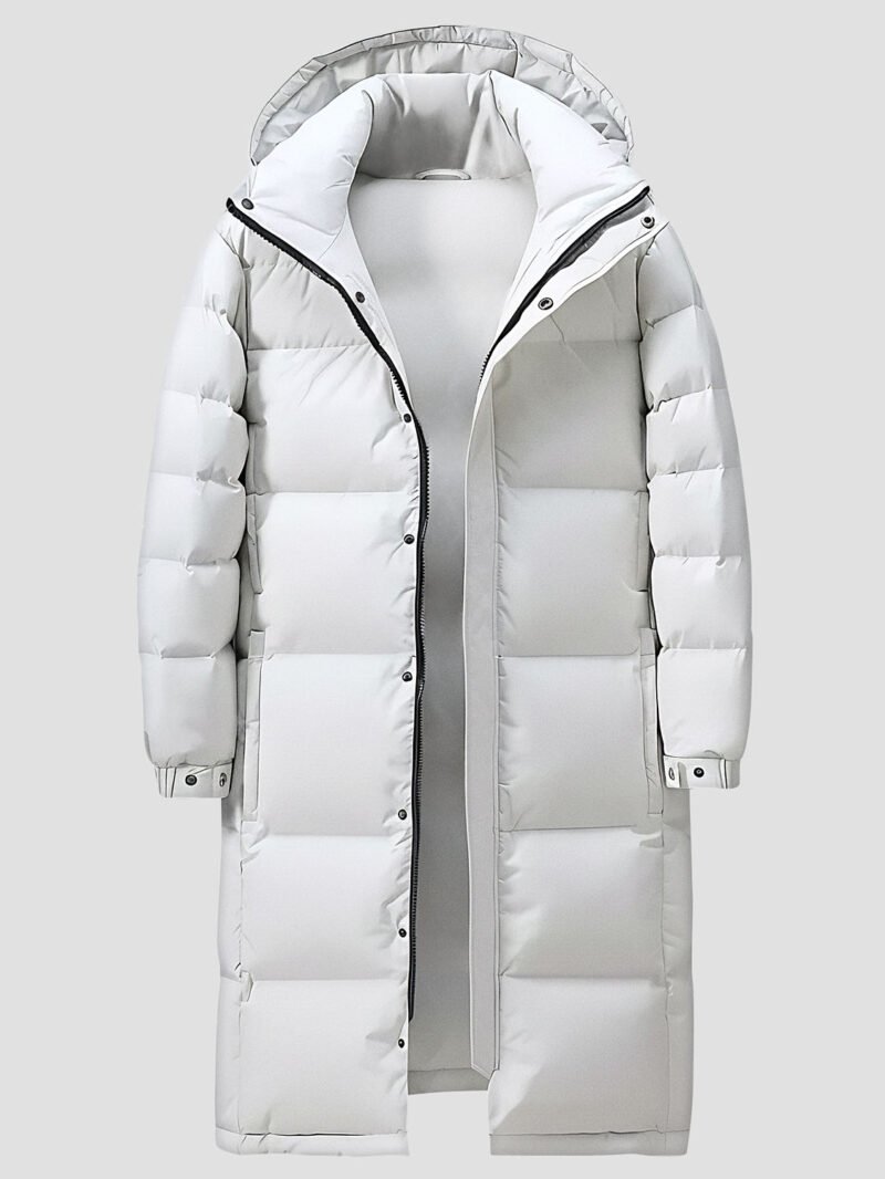 men's long white down jacket
