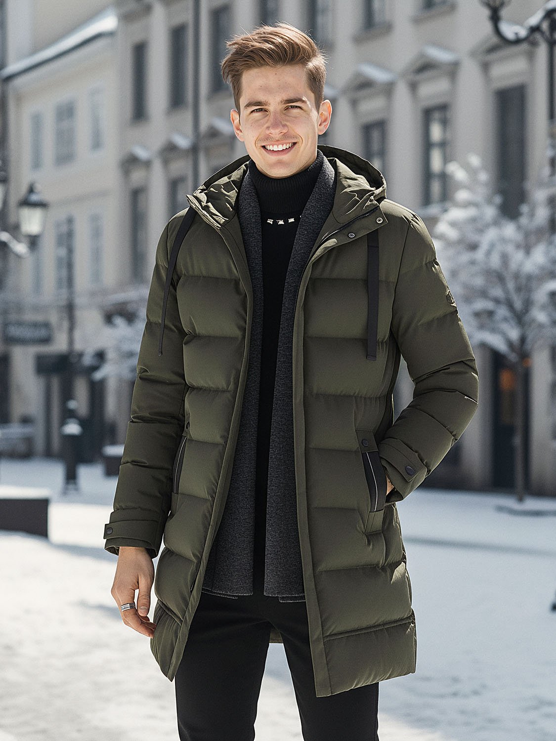 men's mid-length down jacket