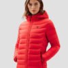 red heated down jacket for women and men