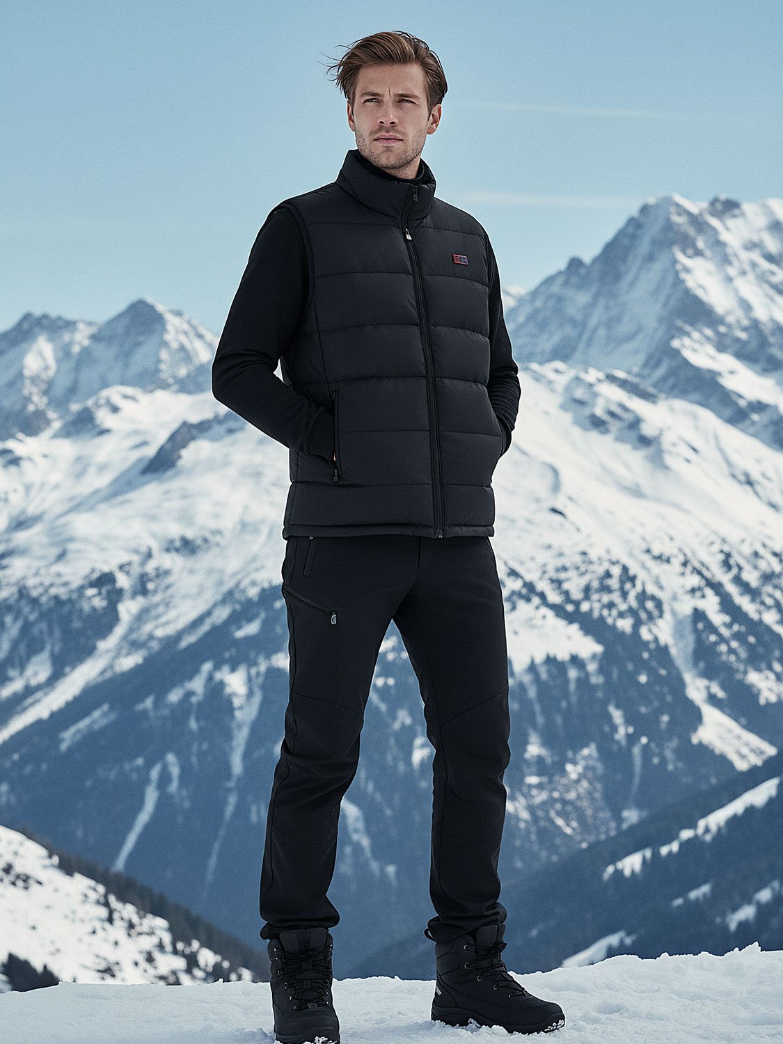 short-sleeved heated down jacket