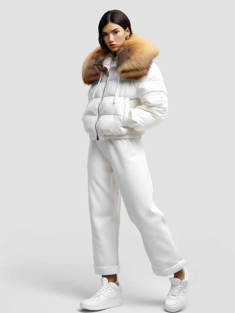 women's big fur down jacket