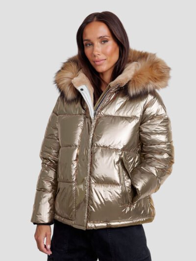 women's down jacket with fur hood