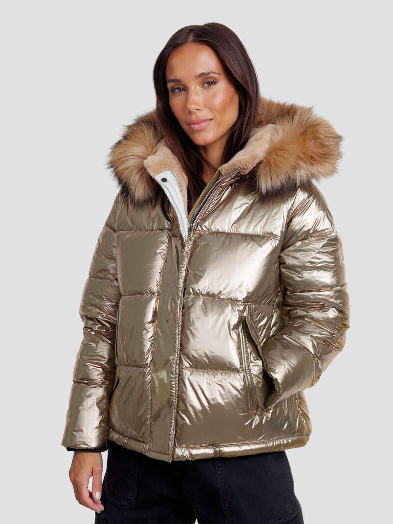 women's down jacket with fur hood