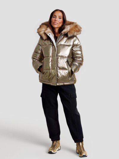 women's down jacket with fur hood