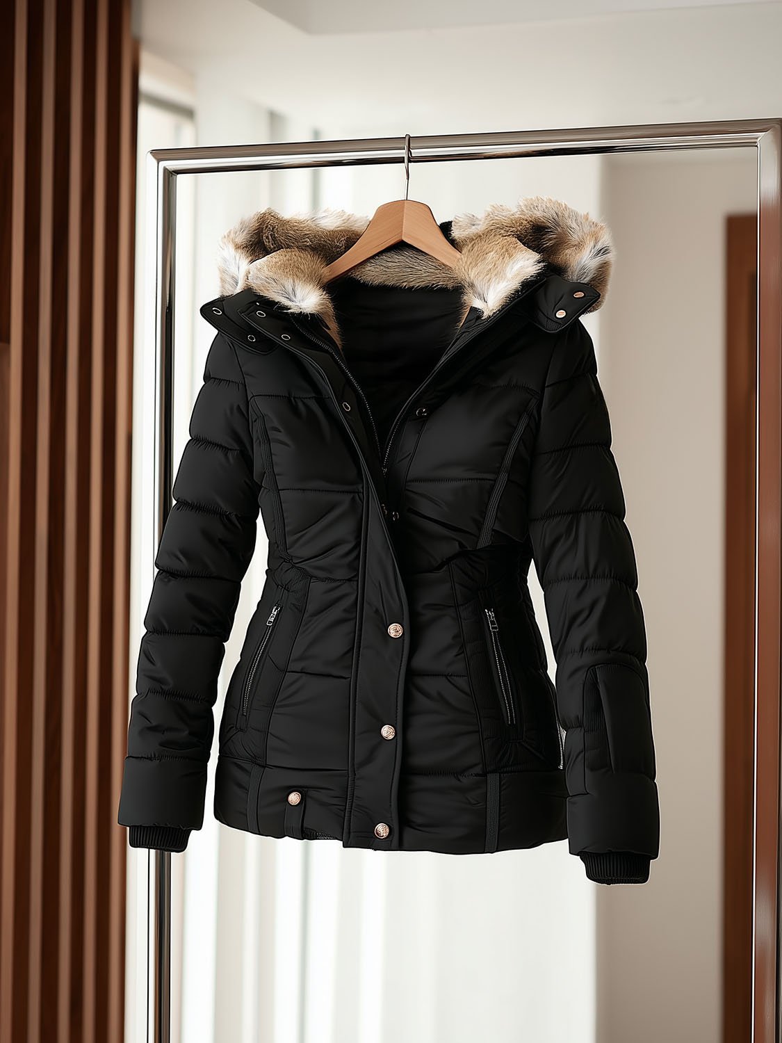 women's fur-lined down jacket