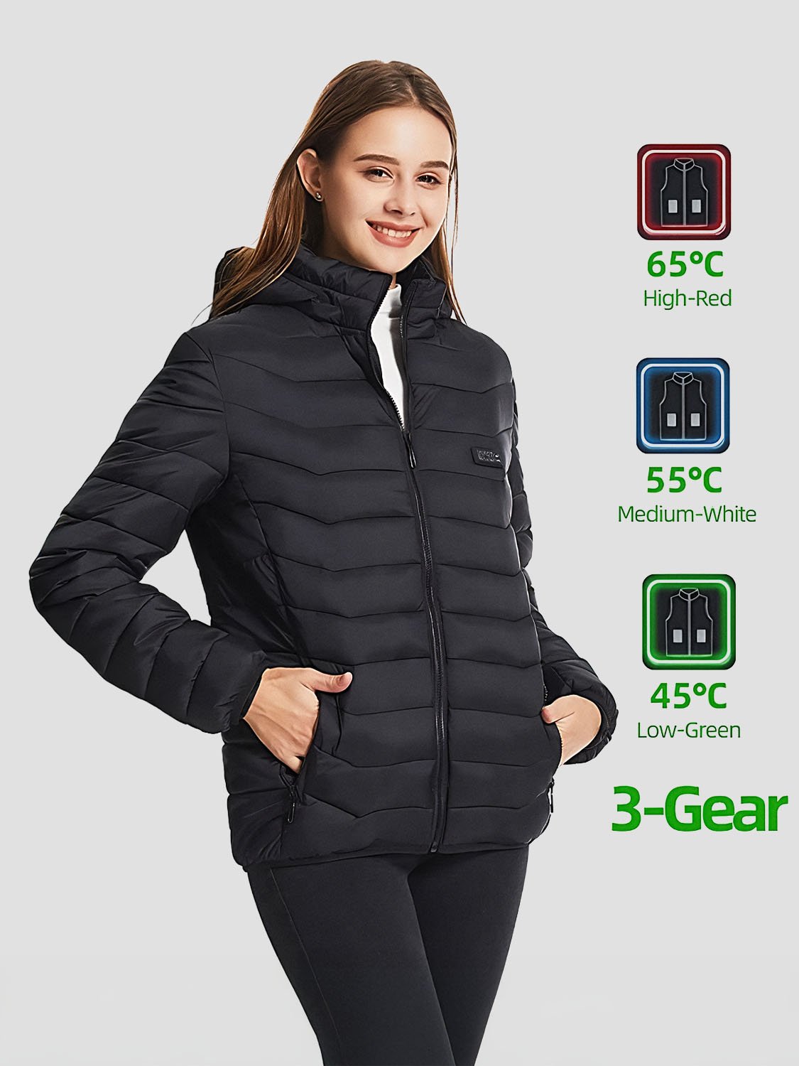VOLTA – Doudoune chauffante femme avec batterie 6 women's heated down jacket with battery