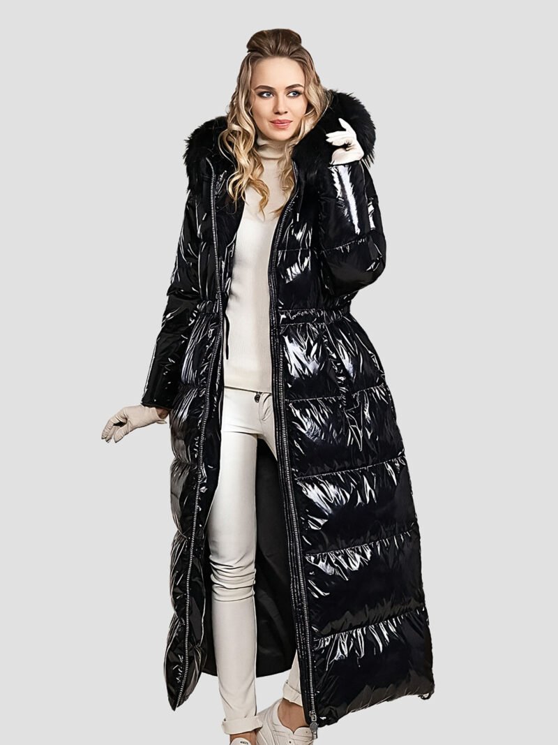 women's long shiny down jacket