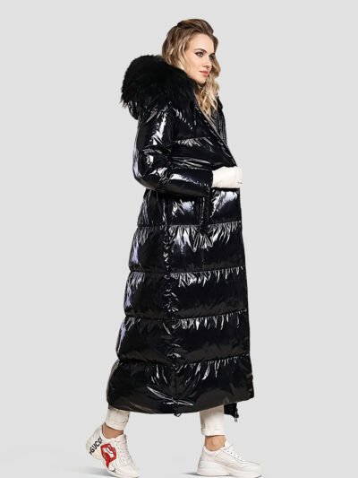 women's long shiny down jacket