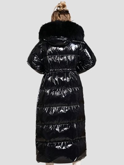 women's long shiny down jacket