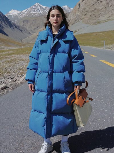women's long warm down jacket