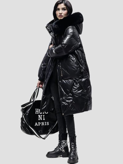 ROYALFUR – Doudoune femme mi longue avec capuche fourrure 9 women's mid-length down jacket with fur hood