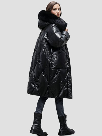 ROYALFUR – Doudoune femme mi longue avec capuche fourrure 11 womens mid length down jacket with fur hood 6