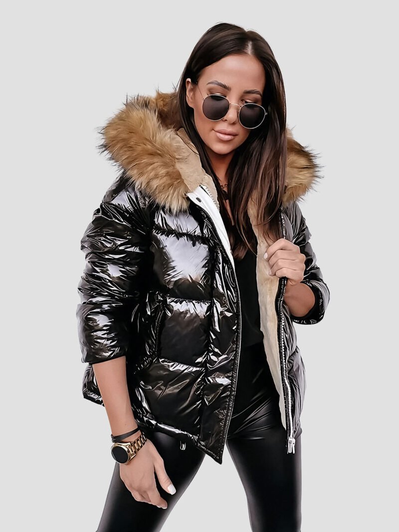 womens-shiny-black-down-jacket women's shiny black down jacket
