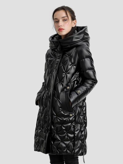 women's shiny quilted down jacket