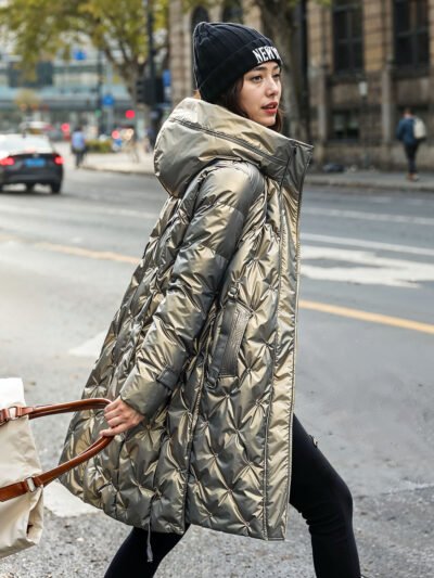 women's shiny quilted down jacket