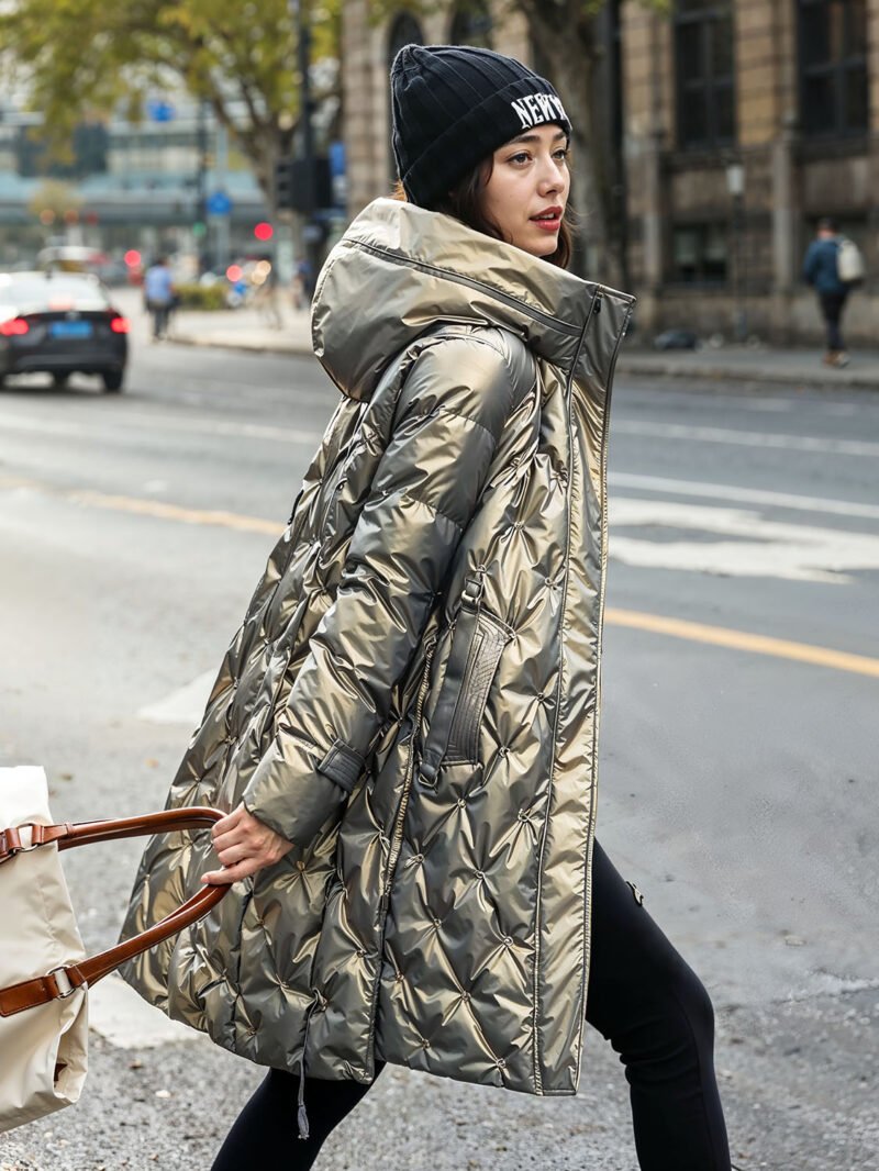 women's shiny quilted down jacket