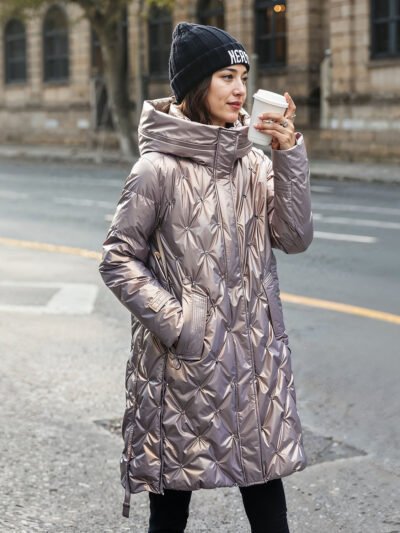 womens shiny quilted down jacket 5