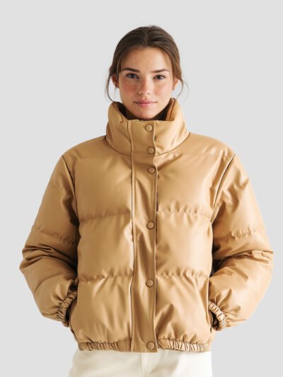 Women's faux leather down jacket