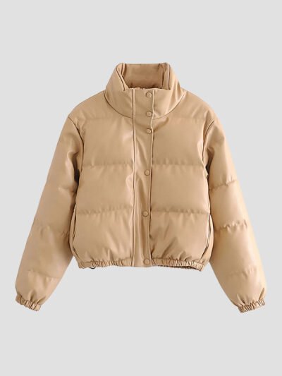 Women's faux leather down jacket