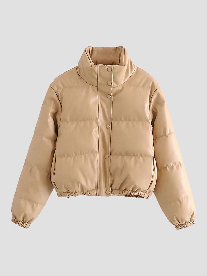 Women's faux leather down jacket
