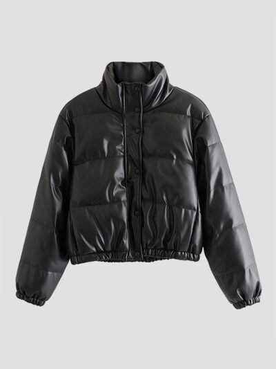 Women's faux leather down jacket