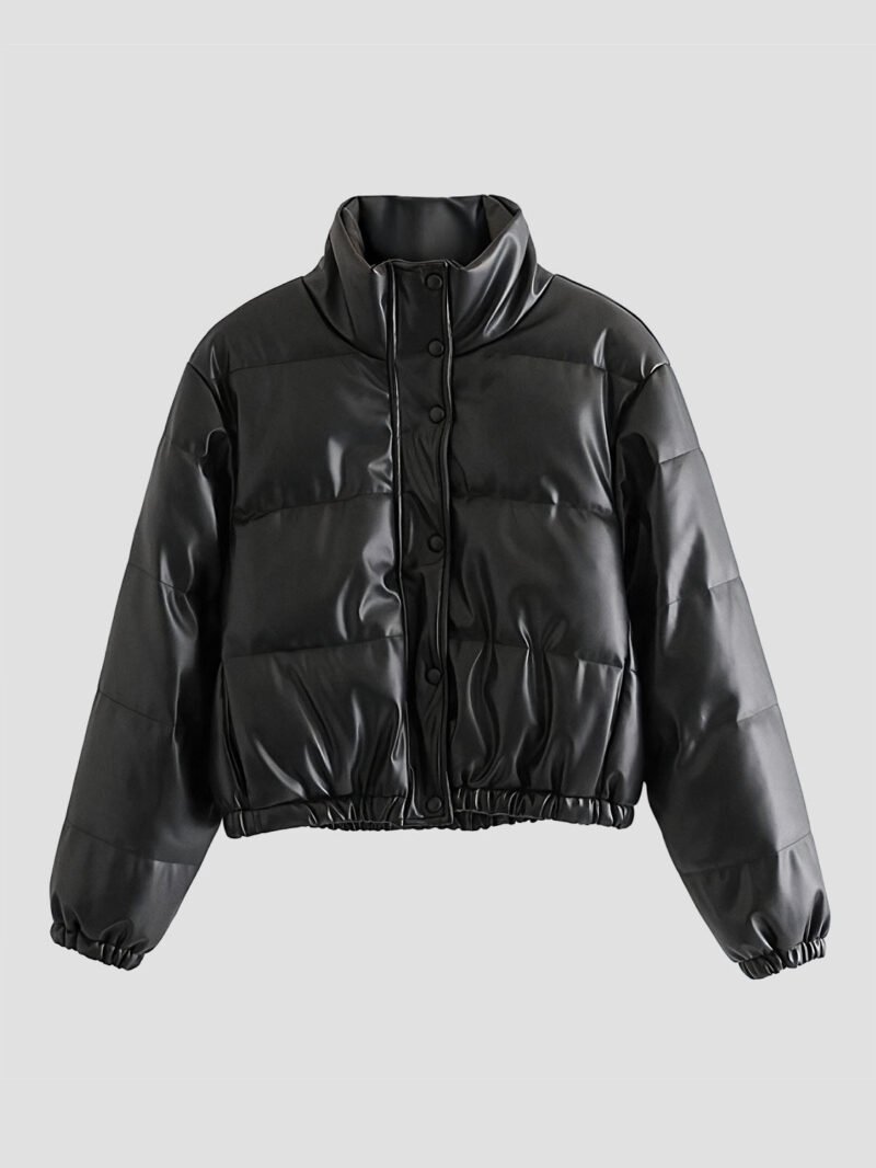 Women's faux leather down jacket