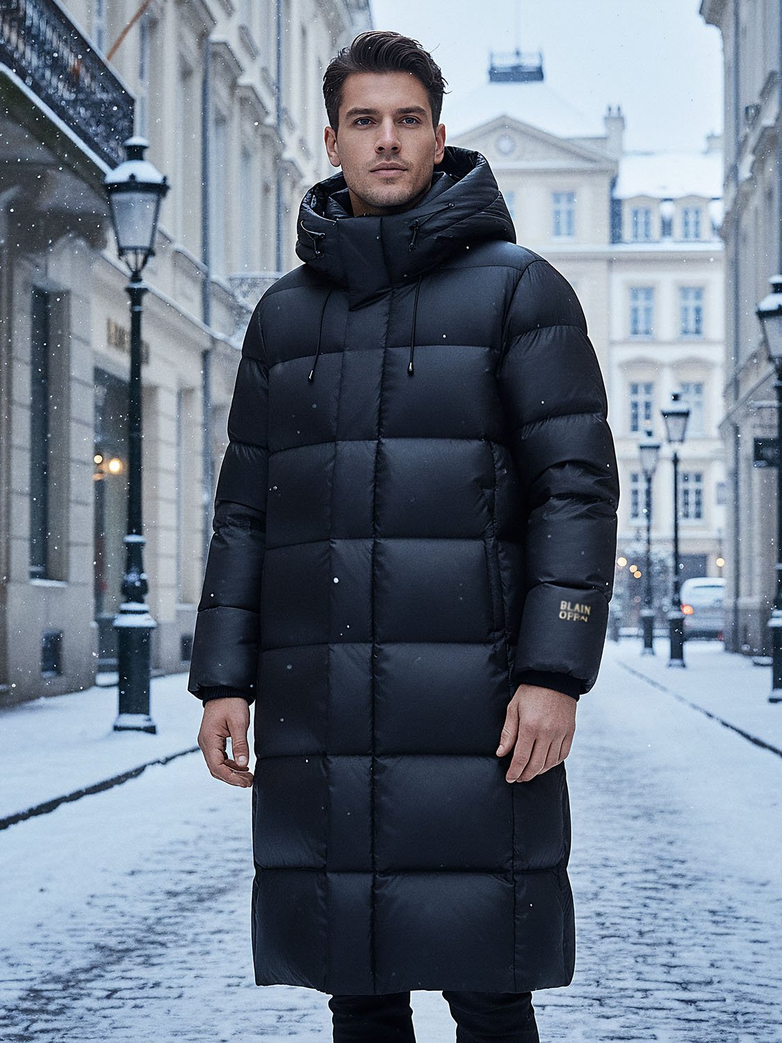 DARKSHINE – Doudoune longue brillante noire 5 black shiny long down jacket