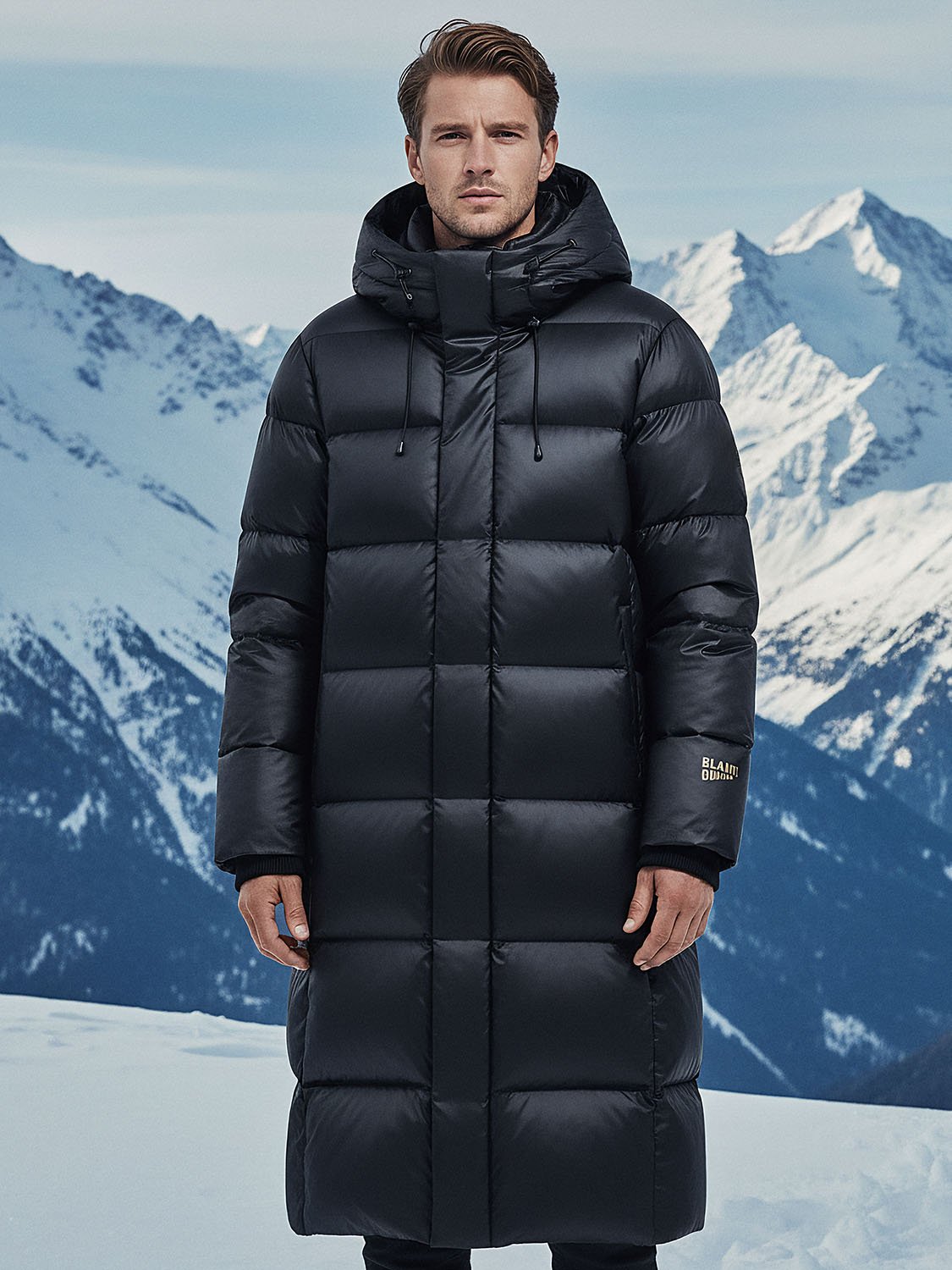 DARKSHINE – Doudoune longue brillante noire 6 black shiny long down jacket