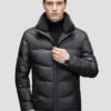 luxury men's leather down jacket