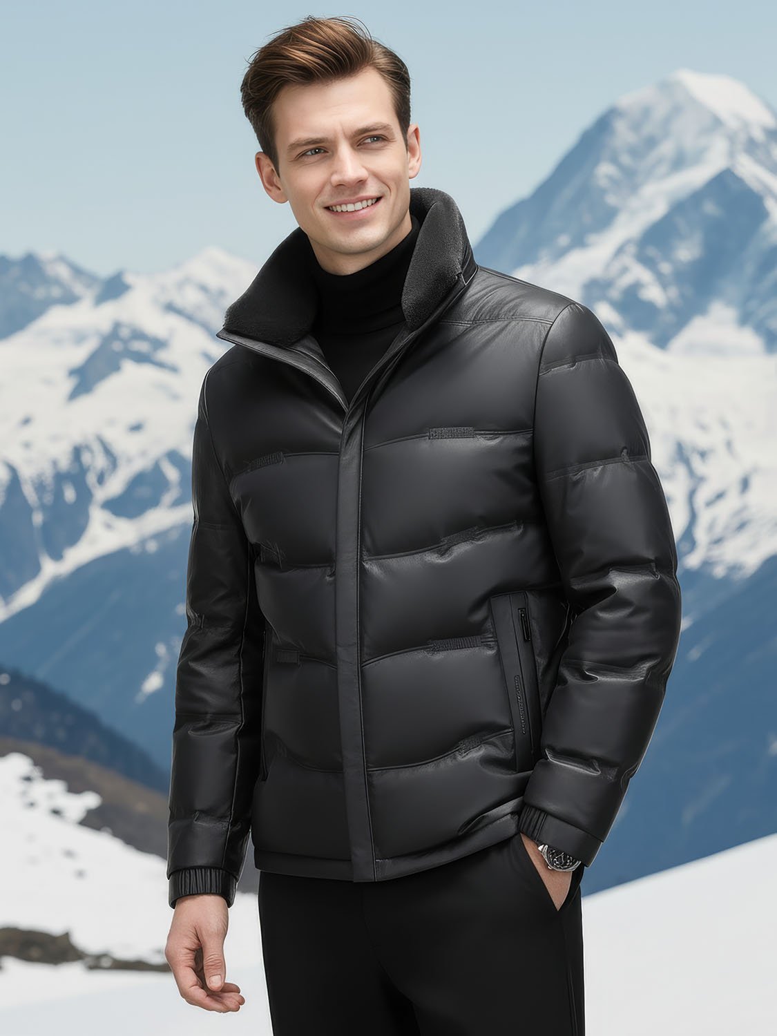LÉONARD – Doudoune cuir homme luxe 5 luxury men's leather down jacket