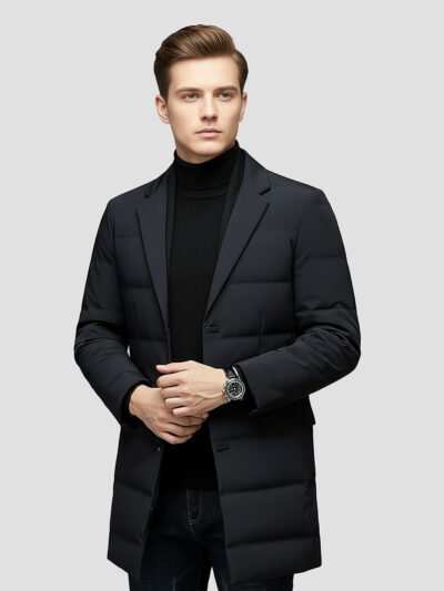 luxury men's long down jacket