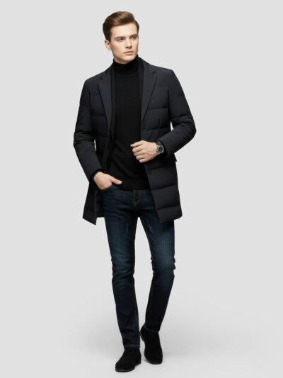 luxury men's long down jacket