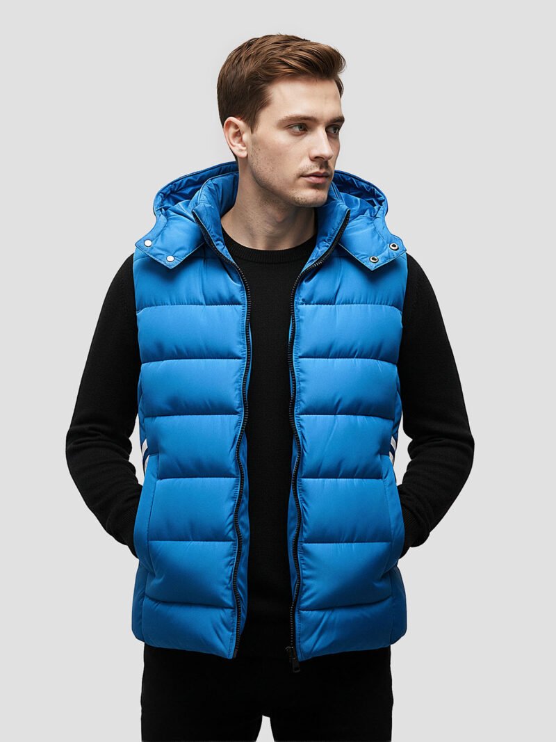 men's blue sport sleeveless down jacket