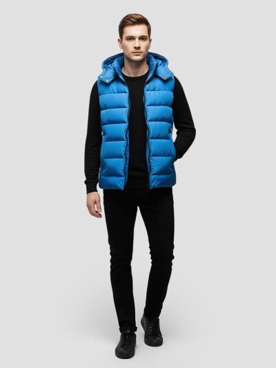 men's blue sport sleeveless down jacket