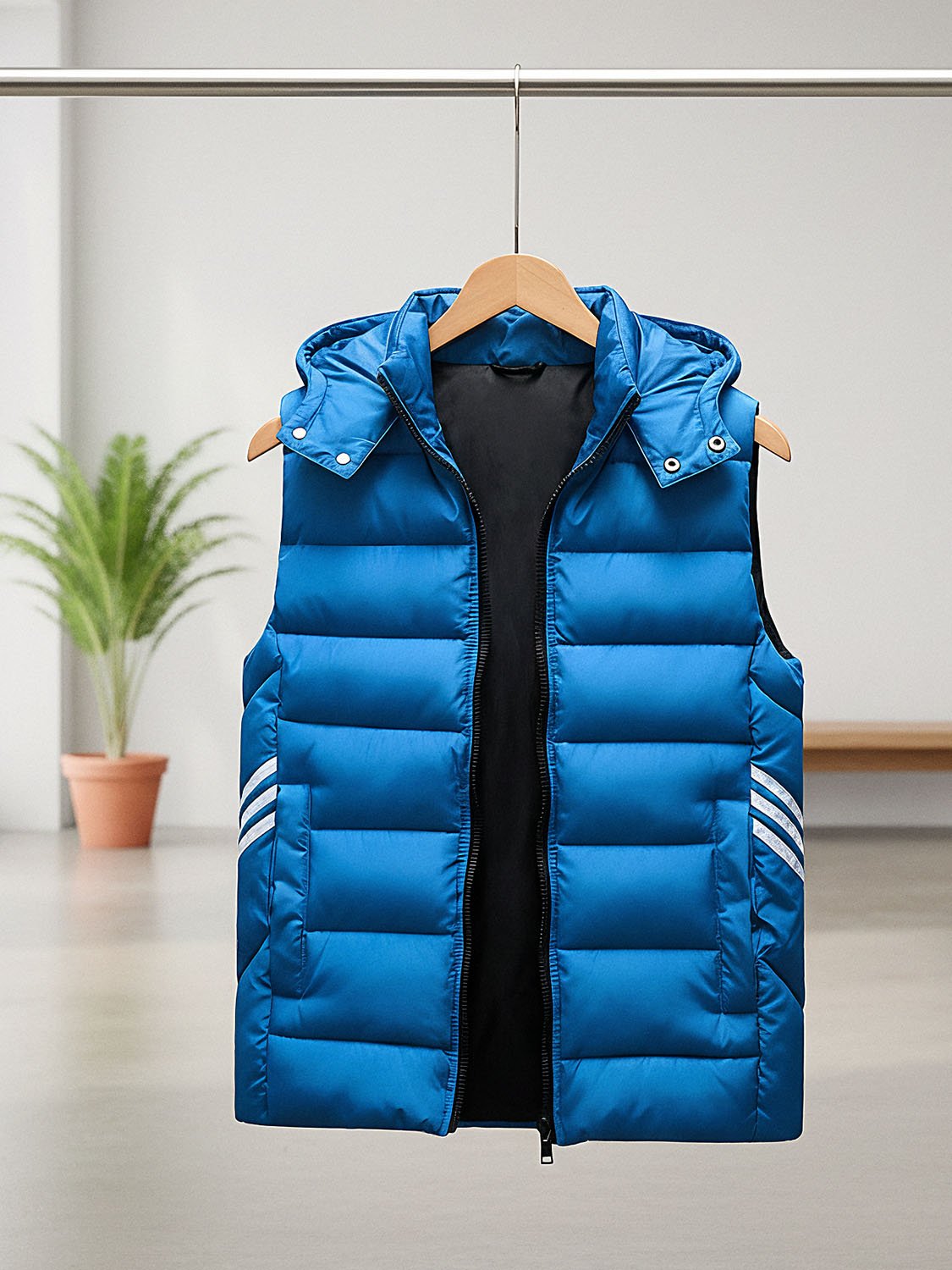 men's blue sport sleeveless down jacket