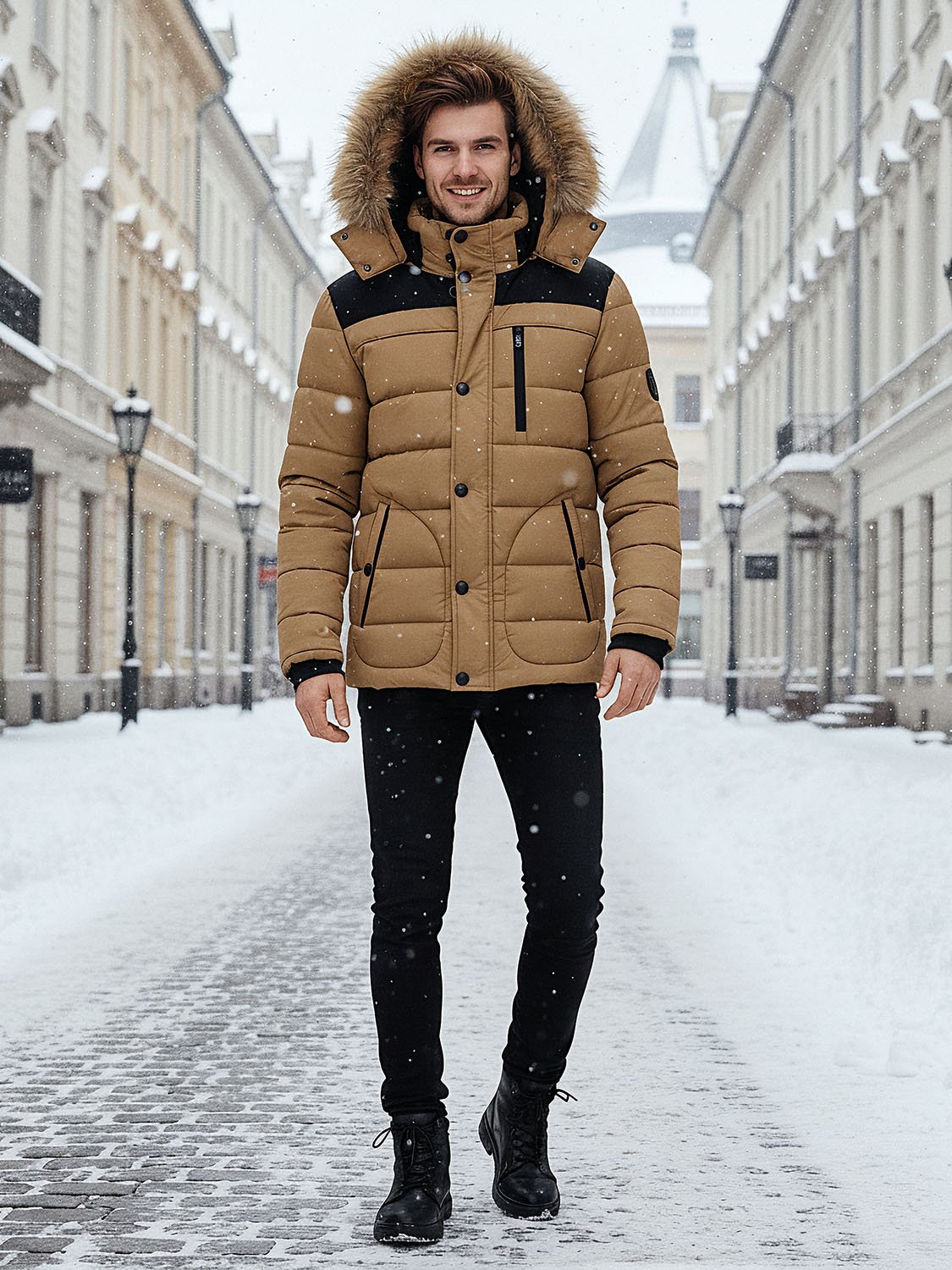 TERRAFUR – Doudoune marron homme fourrure 6 men's brown fur down jacket