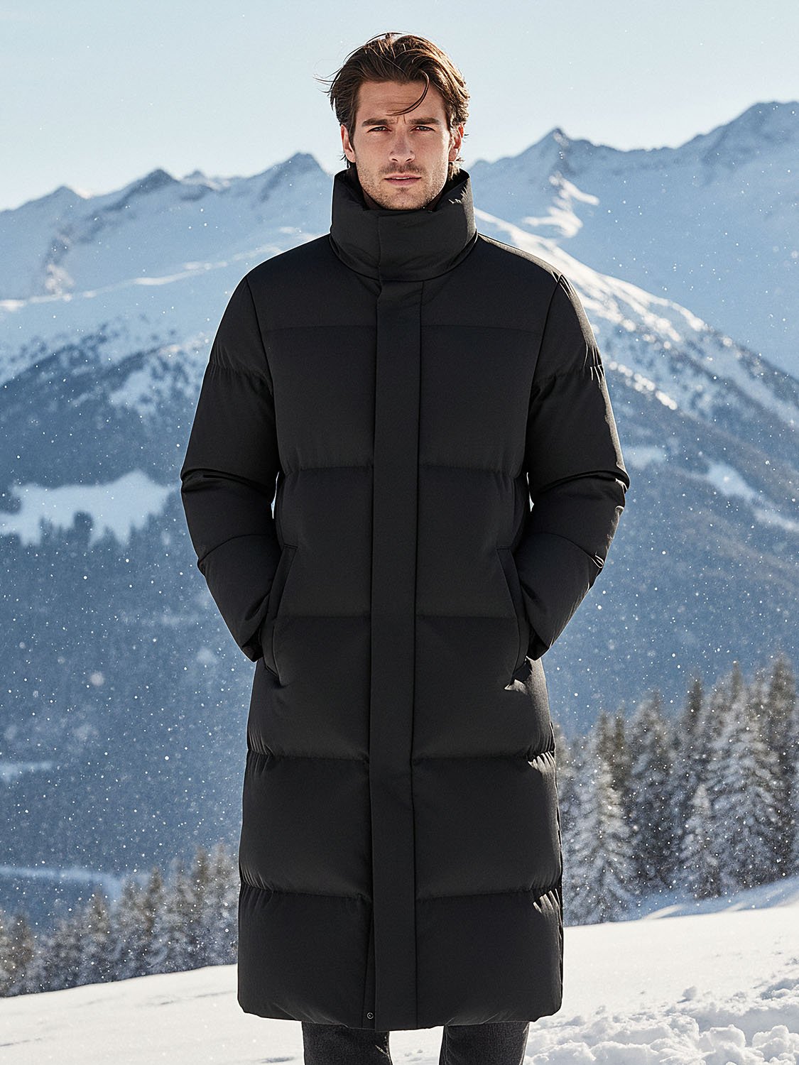 men's extra long down jacket