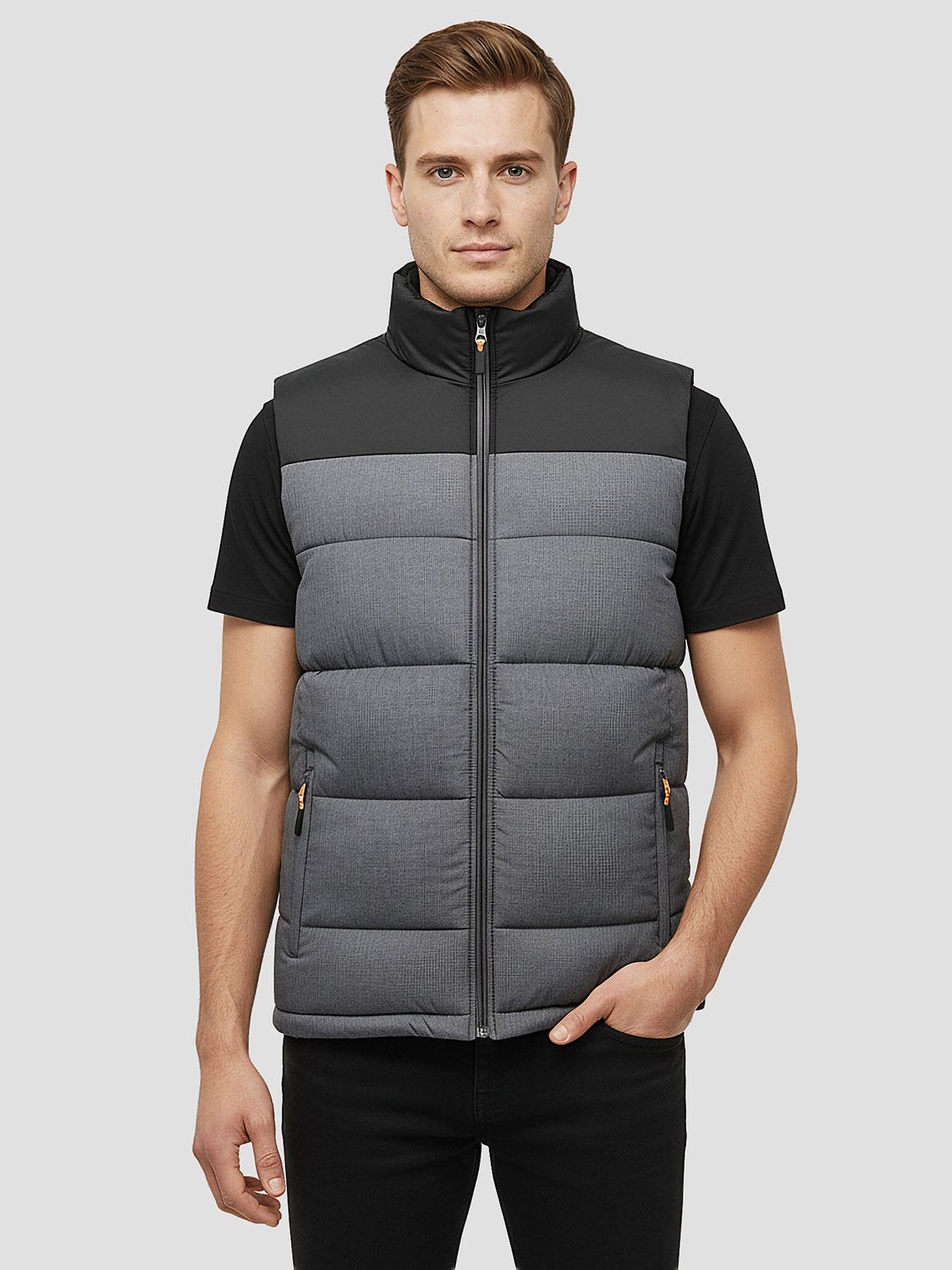 ASHGREY – Doudoune sans manche gris homme 1 men's gray sleeveless down jacket