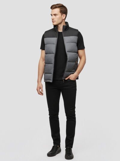 men's gray sleeveless down jacket