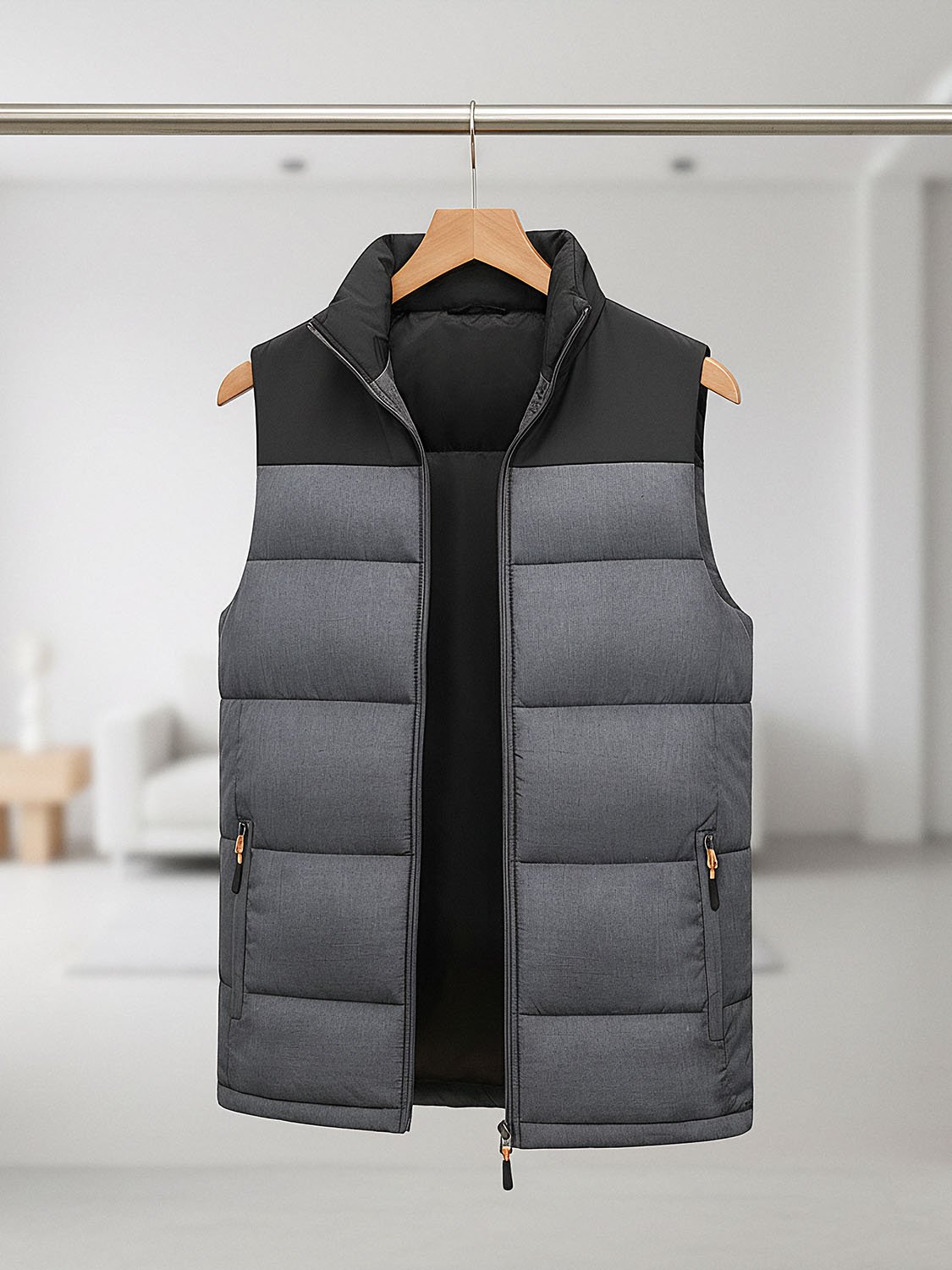 ASHGREY – Doudoune sans manche gris homme 7 men's gray sleeveless down jacket