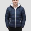 men's lightweight navy blue down jacket