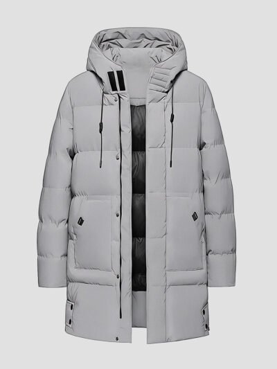 men's long hooded down jacket