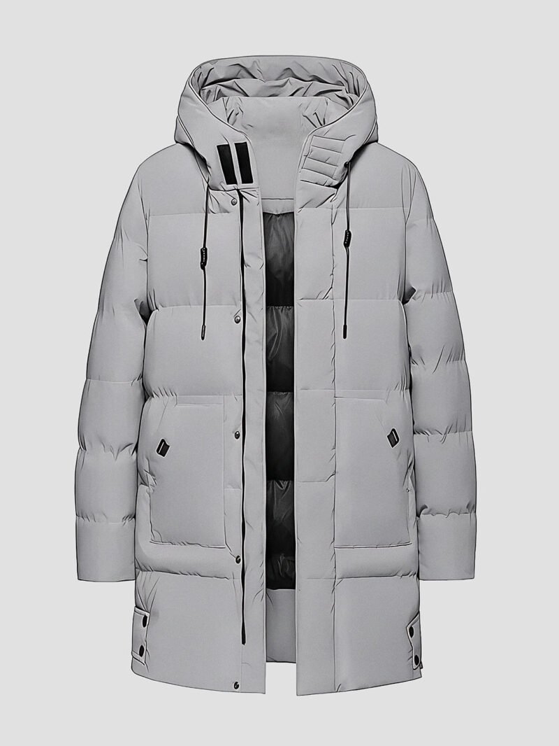 men's long hooded down jacket