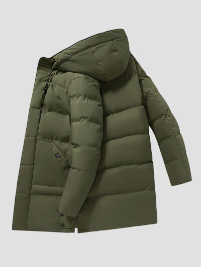men's long hooded down jacket