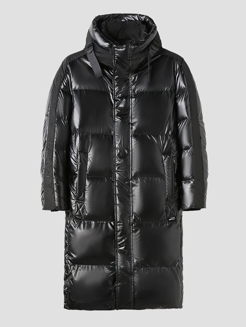 men's long shiny down jacket