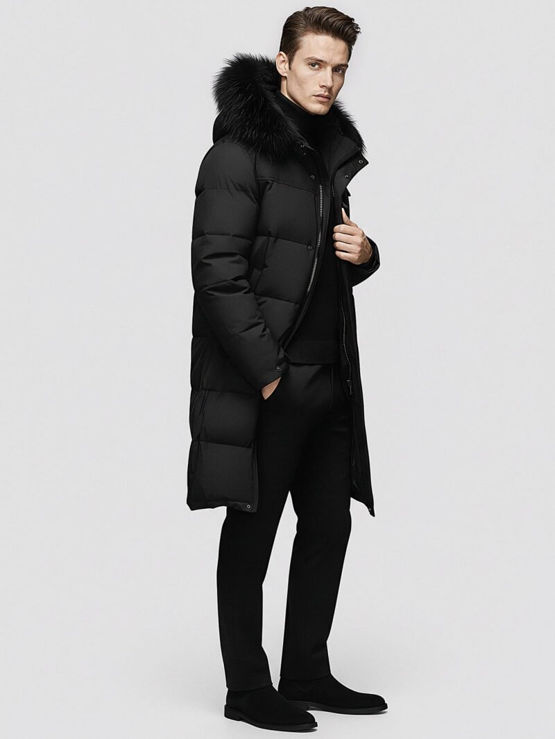 men's long winter down jacket